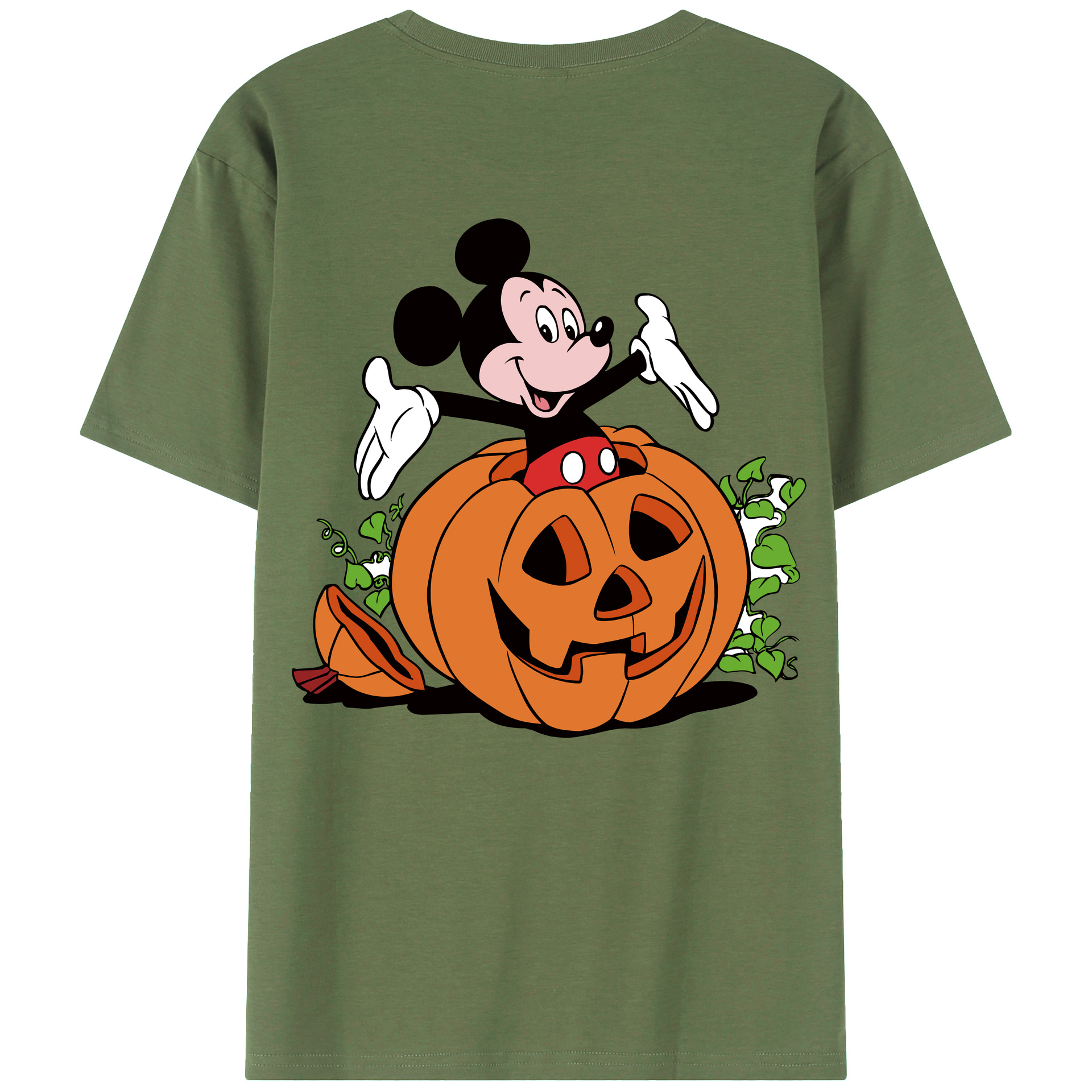 ミッキーマウス Mickey Mouse 綿100％ メンズ半袖Tシャツ（バックプリント） 通気性
